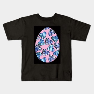 Easter egg - with marble dotted hearts on pink, isolated on black background. Polka-dot. Holiday, Valentine's day mood. Design for background, cover and packaging, Easter and food illustration, card. Kids T-Shirt